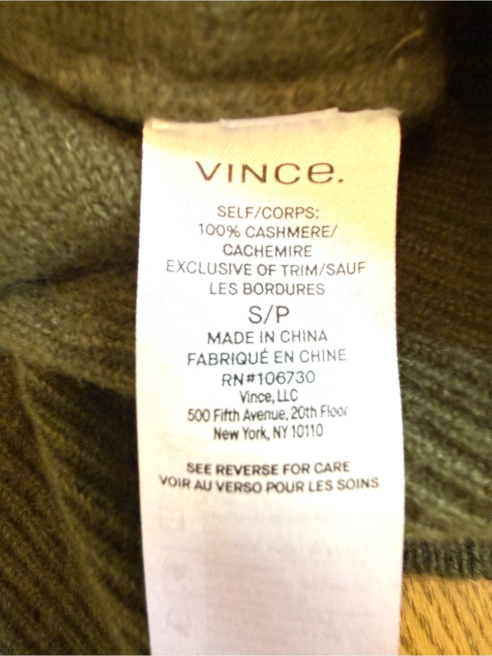 Vince Funnel Neck Sweater Olive Green Knit Relaxed Fit Long Sleeve S - Picture 6 of 11